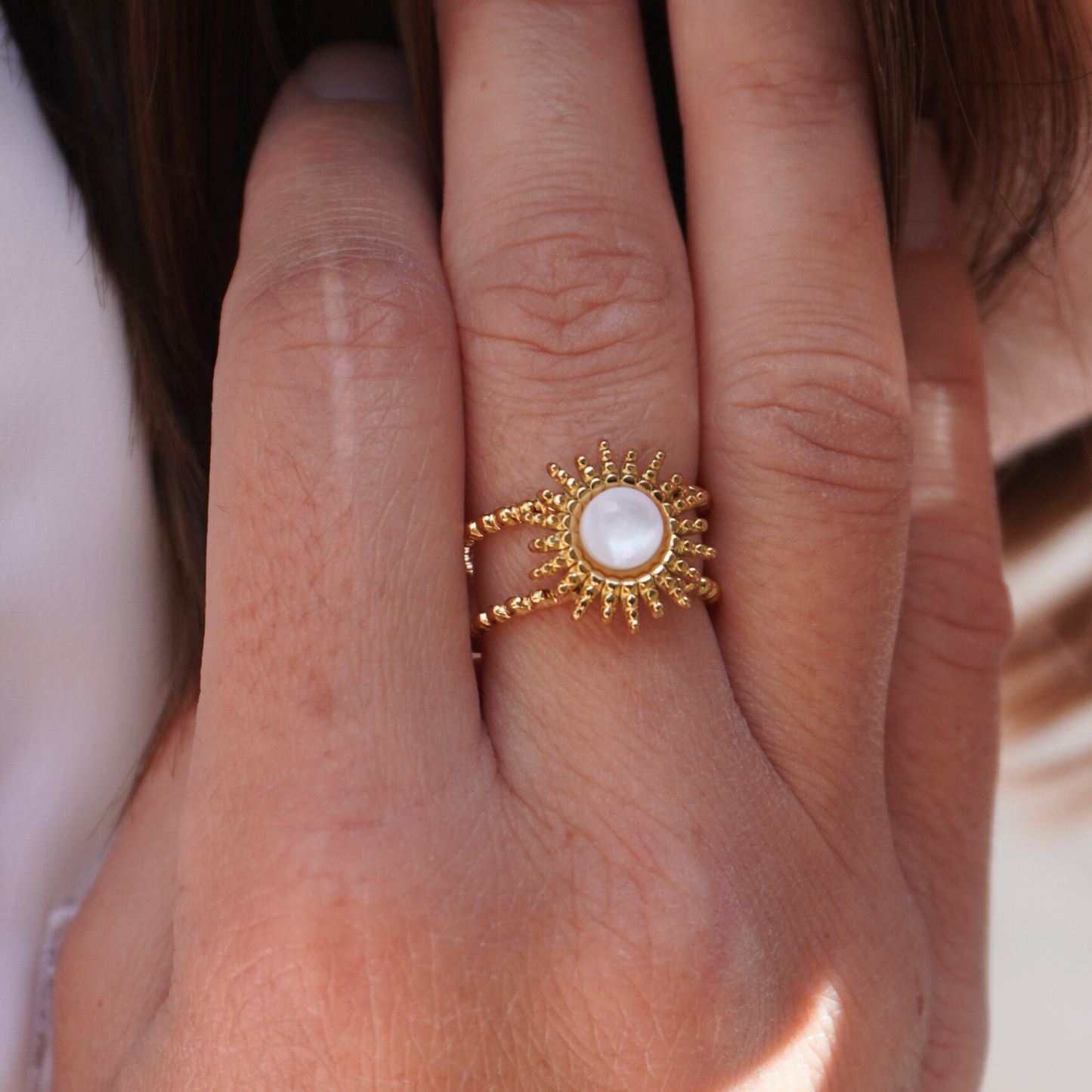 Bague soleil nacré