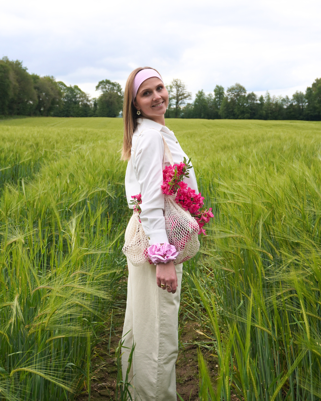 Bandeau vichy rose