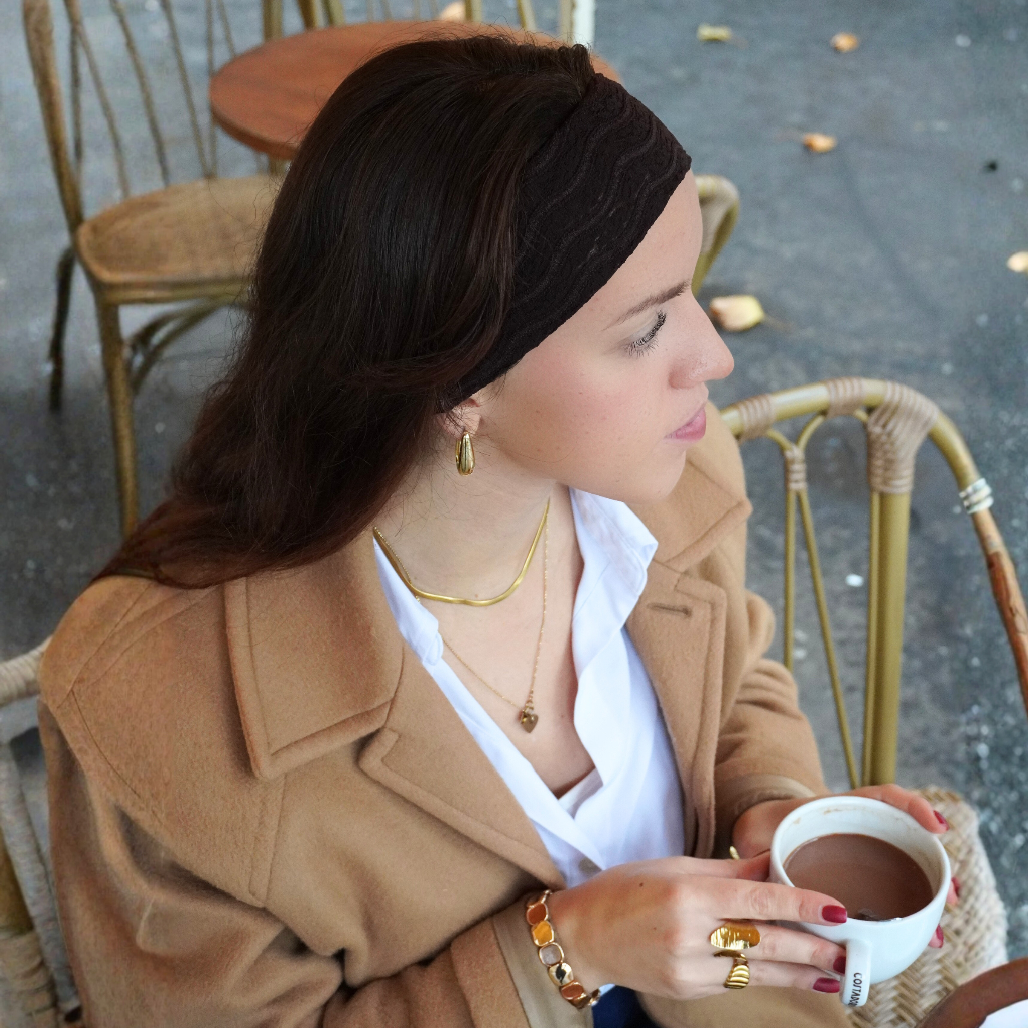 Bandeau dentelle chocolat