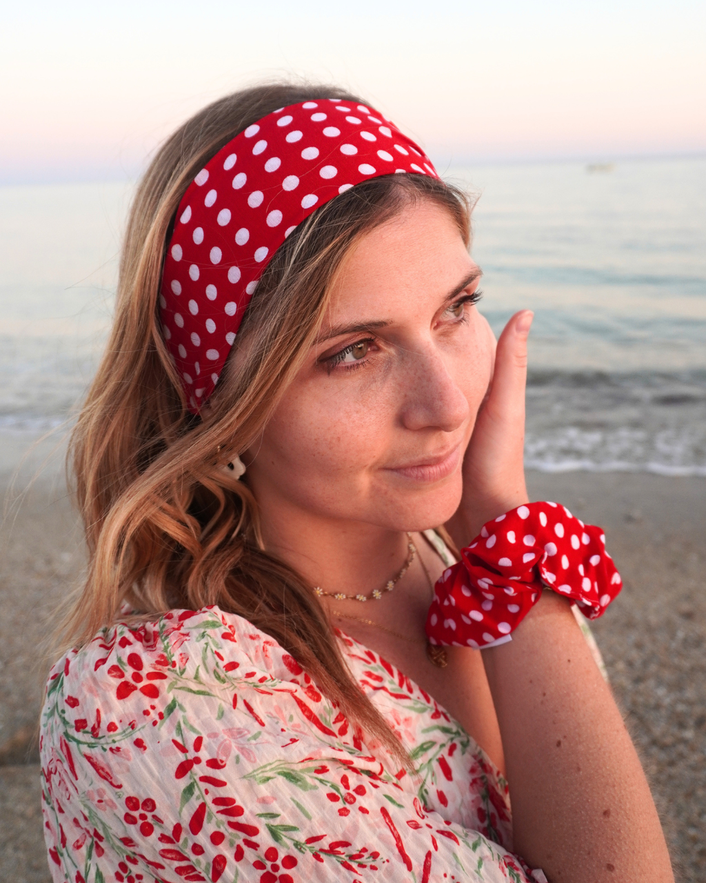 Bandeau pois rouge & blanc