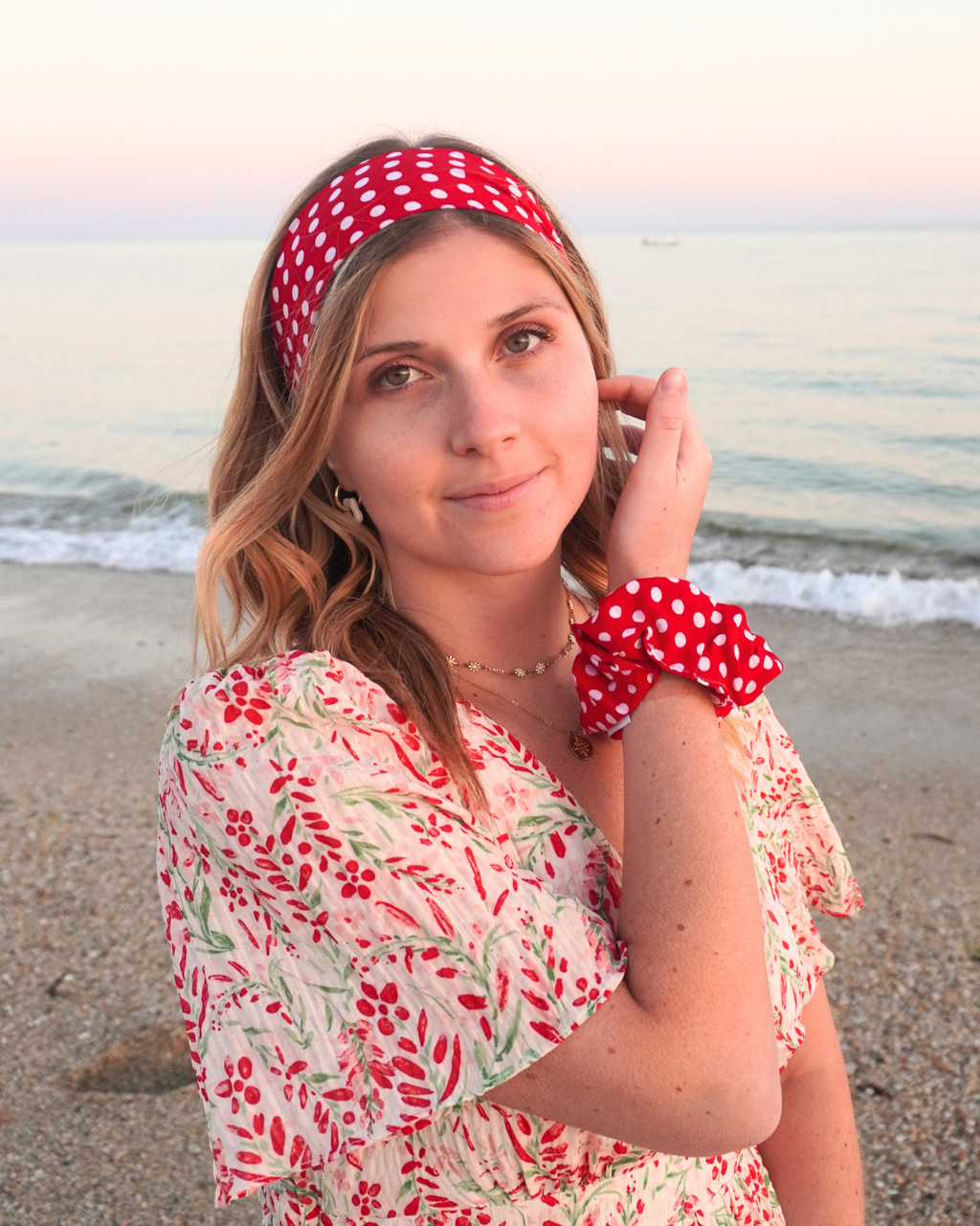 Bandeau pois rouge & blanc