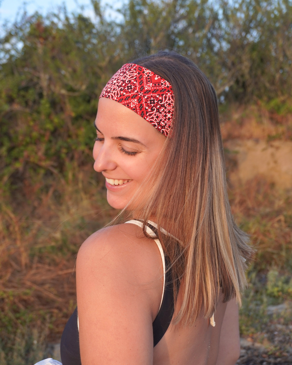 Bandeau bandana rouge & noir